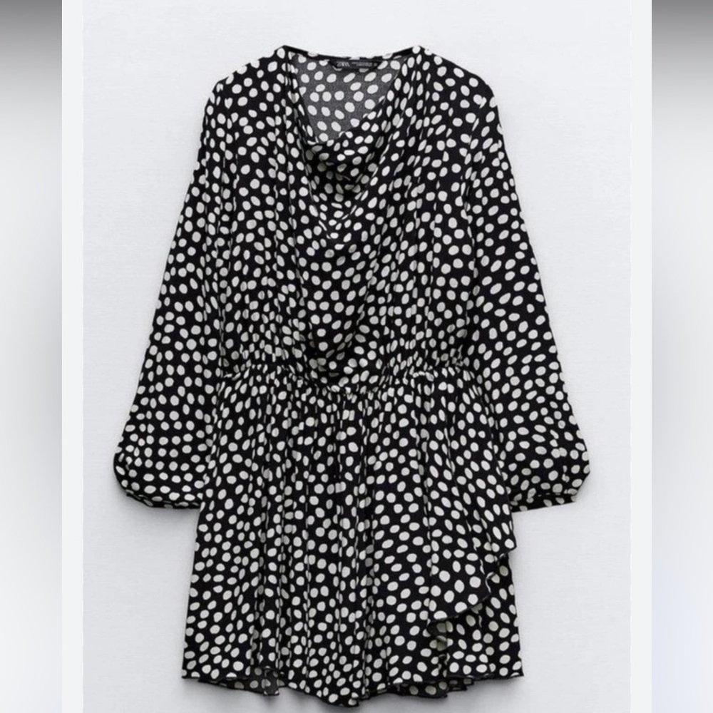 Zara Monochrome Polka Dot Blouse